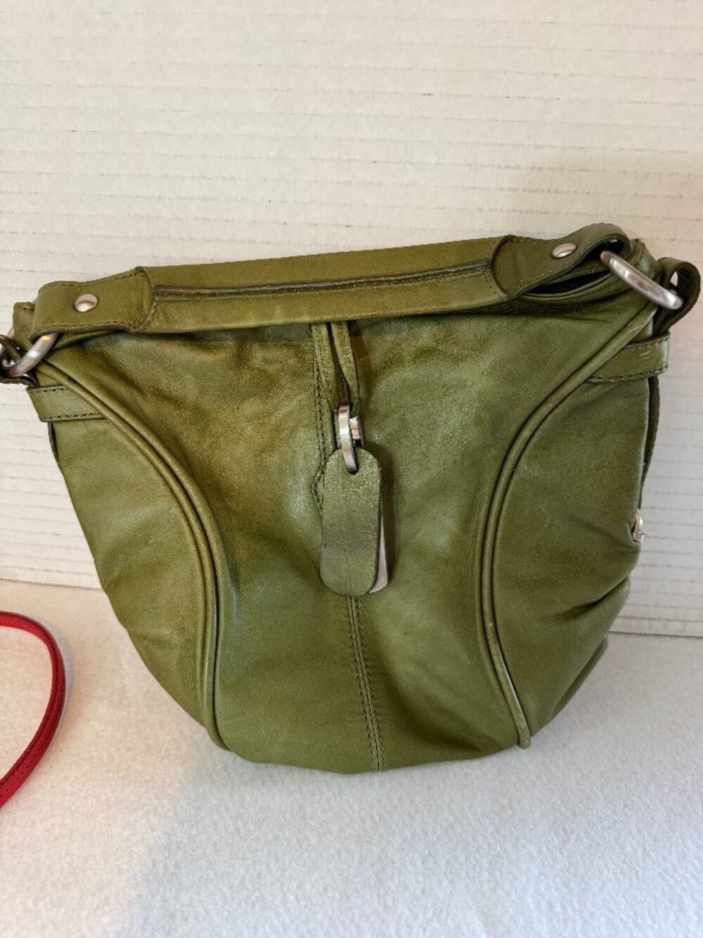 Charles David Leather mini bag/purse, Olive Green